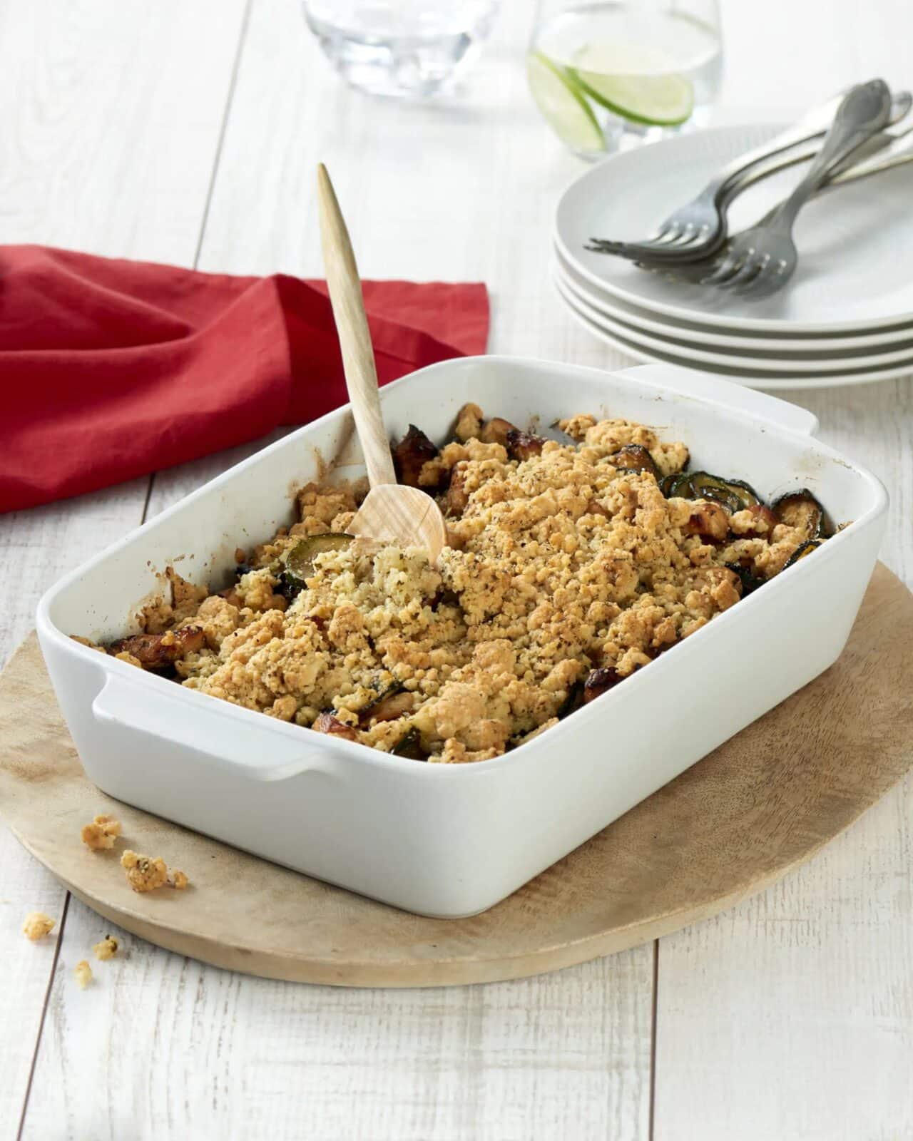 Crumble au poulet et courgettes