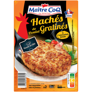 Hachés de poulet rôtis gratinés à l'emmental