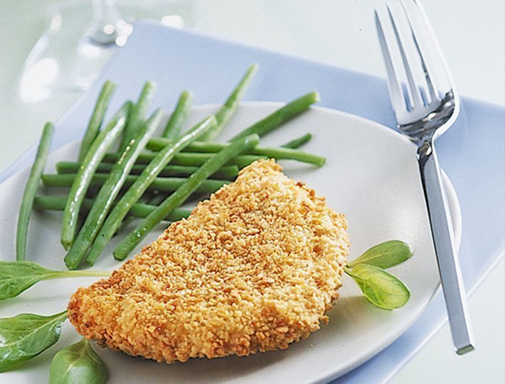 Recette pour les petits poussins, Haricots verts et cordons bleus.