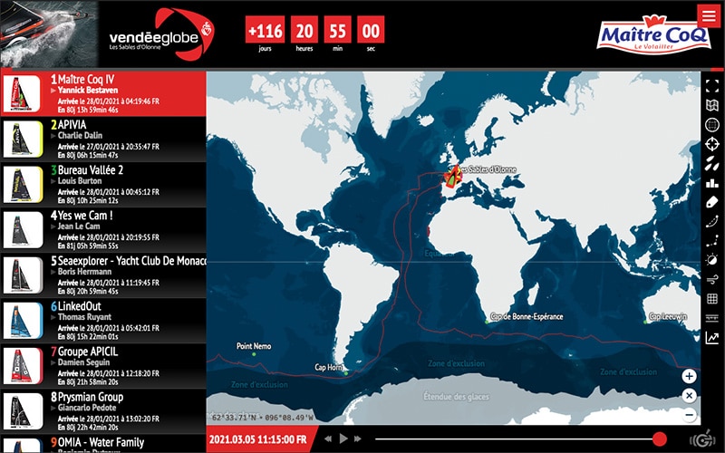 Cartographie du Vendée Globe