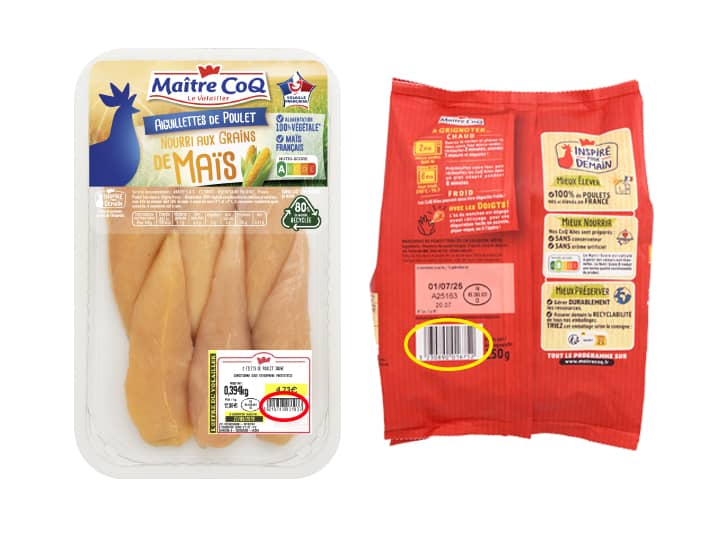 Repérer la position du code barre sur les produits